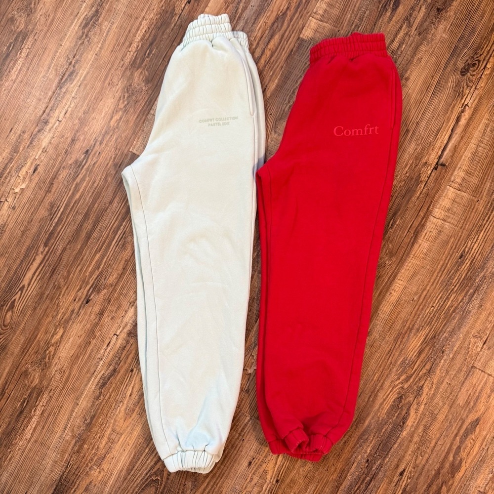 Comfrt Sweatpants Womens Small Red Mint Green Pastel Joggers Sweatpants Bundle❤️ - Picture 4 of 15